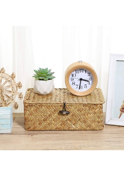 2x Seagrass El Dokuma Saklama Kutusu Saklama Kutusu Depolama Sepeti Makyaj Organizatör Çok Amaçlı Kapaklı Konteyner (Yurt Dışından) modelleri