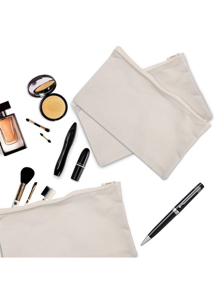 120 Adet Tuval Kalem Çantası Fermuarlı Makyaj Çantaları Boş Zanaat Dıy Çanta Çok Amaçlı Tuvalet Sabit Saklama Torbaları (Bej) (Yurt Dışından) fırsatları