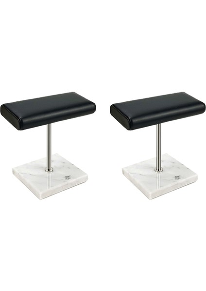 2x Beyaz Mermer Taban Saat Standı Gümüş Metal Çubuk Kemer Ekran Sahne Bilezik Ekran Standı Takı Uzatmak Standı (Yurt Dışından)