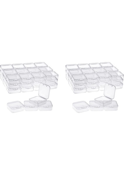80 Paket Paketi Şeffaf Plastik Boncuk Saklama Kapları Küçük Öğeler Için Menteşeli Kapaklı Kutu, Elmas, Boncuk (2.2X2.2X0.79IN) (Yurt Dışından)