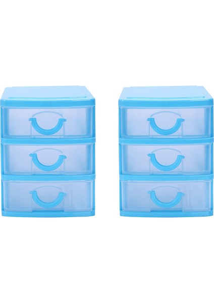 2x Mini Yarı Saydam Çekmece Tipi Plastik Saklama Kutusu (Mavi 3 Kat) (Yurt Dışından) fiyatları