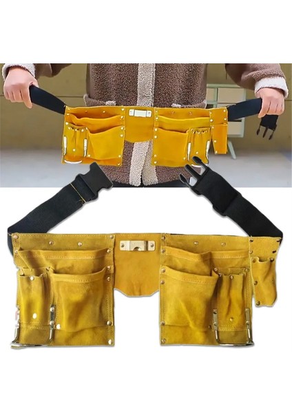 Taşınabilir Alet Çantası Bel Çantası Kemer Deri Aracı Hızlı Bırakma Toka Marangoz Inşaat Araçları Saklama Çantası (Yurt Dışından)