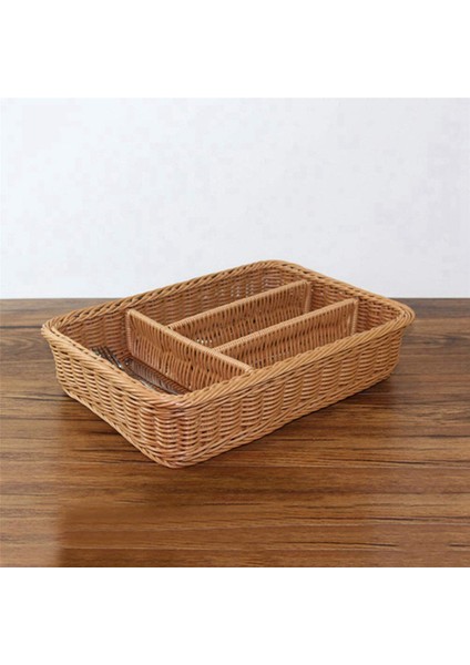 2x Rattan Çatal Bıçak Takımı Sepeti Çatal Sepeti Depolama Çatal Çubuk Sepeti Rattan Masaüstü Çekmece (Yurt Dışından)