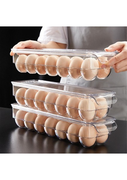 Şeffaf Plastik Yumurtalık - 14 Yumurta Tepsisi Tutucu - Kapaklı Ücretsiz Buzdolabı Düzenleyici, Buzdolabı Saklama Kabı (Yurt Dışından) indirimleri