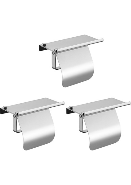 3x Modern Paslanmaz Çelik Duvara Monte Tuvalet Kağıdı Tutucu Telefon Raf Rulo Kağıt Tutucu Banyo Armatür Banyo (Yurt Dışından)