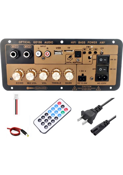 GD100 Optik Ses Girişi ile Bluetooth Amplifikatör Kurulu Hifi Karaoke Amplifikatör Ev/araba Amplifikatör Kartı (Abd Tak) (Yurt Dışından)