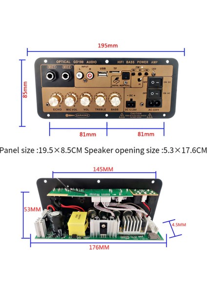 GD100 Optik Ses Girişi ile Bluetooth Amplifikatör Kurulu Hifi Karaoke Amplifikatör Ev/araba Amplifikatör Kartı (Abd Tak) (Yurt Dışından)
