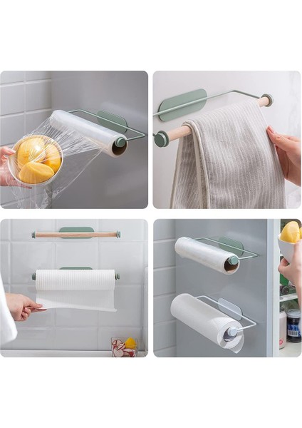 Kağıt Havlu Havlu Askısı Ferforje Askı Yağ Emici Kağıt Sarılmak Film Rafı Vurmaktan Ücretsiz Banyo Mutfak Yeşil (Yurt Dışından)