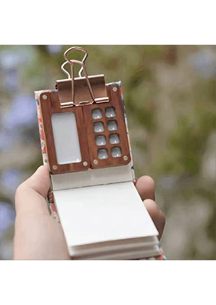 2x 8 Izgara Taşınabilir Eskiz Defteri Paleti, Ahşap Renk Paleti Kutusu, Klipsli Mini Seyahat Boya Tepsisi Kutusu (Boya Olmadan) (Yurt Dışından) modelleri