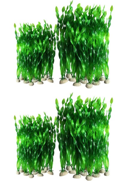 40PCS Yapay Dekoratif Plastik Akvaryum Balık Tankı Dekorasyonu Plastik Bitkiler (Yeşil) (Yurt Dışından)