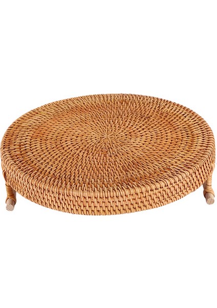 5x Rattan Saklama Tepsisi, Saplı Yuvarlak Sepet, El Dokuma, Rattan Tepsi Hasır Sepet L (Yurt Dışından)