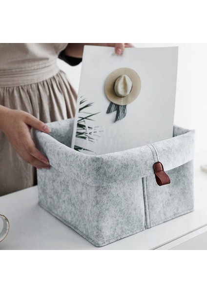 4x Iskandinav Keçe Depolama Sepeti Oturma Odası Çay Masası Çeşitli Eşyalar Depolama Sepeti Kumaş Keçe Saklama Kutusu Yatak Odası Çorap Gri (Yurt Dışından) indirimleri