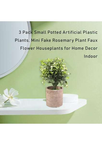 3 Paket Küçük Saksı Yapay Plastik Bitkiler, Mini Sahte Biberiye Bitki Ev Dekor Için Sahte Çiçek Houseplants Kapalı (Yurt Dışından) modelleri
