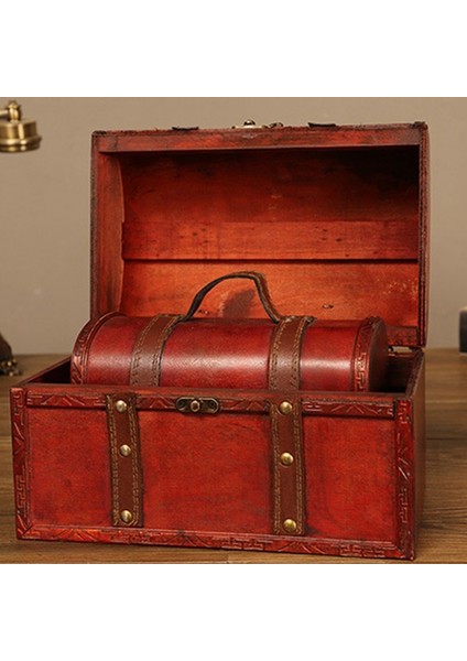 2 Adet Vintage Ahşap Saklama Kutusu ve Iki Parçalı Takım Elbise Çocuklar Için Takı ve Diğer Organizatör Yaratıcı Altın Para Saklama Kutusu (Yurt Dışından)
