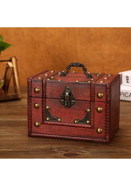 Zarif Vintage Metal Kilit Kutuları Masaüstü Depolama Mücevher Kutusu Kutuları Ahşap Korsan Hazine Sandığı Manuel Tabut Kutuları Şifre Kilidi (Yurt Dışından) fırsatları