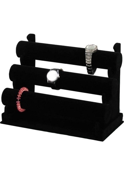 Siyah Kadife 3 Katmanlı Saat Bilezik Bilezik Takı Ekran Standı Ahşap Bilezik Saat Bilezik Depolama Raf Standı (Yurt Dışından) fiyatları