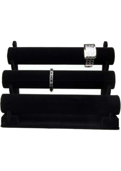 Siyah Kadife 3 Katmanlı Saat Bilezik Bilezik Takı Ekran Standı Ahşap Bilezik Saat Bilezik Depolama Raf Standı (Yurt Dışından) modelleri