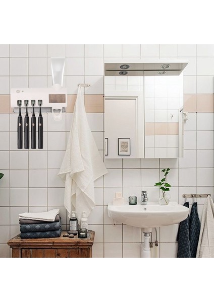 Uv Sterilizatör Diş Fırçası Tutucu, Tuvalet Için Otomatik Diş Macunu Sıkacağı Dispenseri, Banyo Aksesuarları, Beyaz (Yurt Dışından) fırsatları