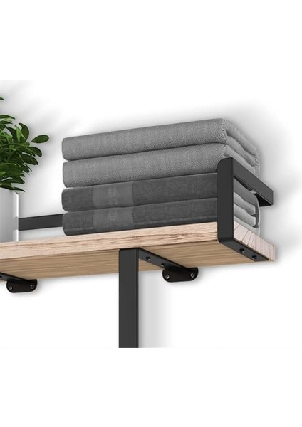 Banyo Duvara Monte Havlu Askıları, Katlanır Havlular Için Ahşap Raflı Metal Havluluk, Siyah (Yurt Dışından) indirimleri