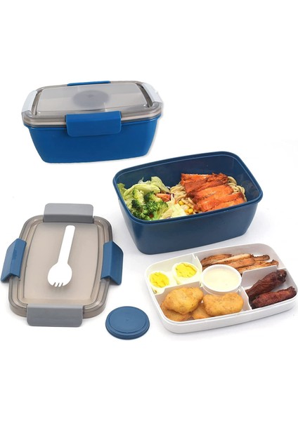 Yetişkin Öğle Yemeği Kutusu, 2000 Ml, Bölmeli Öğle Yemeği Kutusu, 2 Katlı Salata Kutusu, Büyük, Sürdürülebilir, Sızdırmaz Mavi (Yurt Dışından) fırsatları