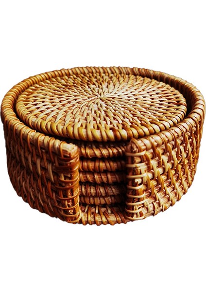 6 Parçalı Set Rattan Çay Altlığı Çay Töreni Pot Tutucu Rattan Kase Pedi Pot Pedi Pot Pedi Isı Yalıtım Pedi (Yurt Dışından)