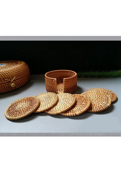 6 Parçalı Set Rattan Çay Altlığı Çay Töreni Pot Tutucu Rattan Kase Pedi Pot Pedi Pot Pedi Isı Yalıtım Pedi (Yurt Dışından)