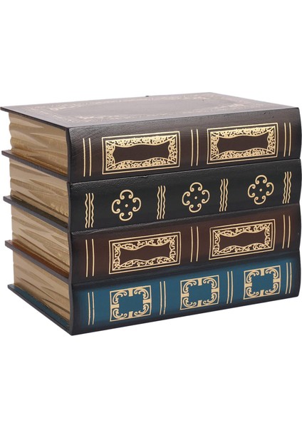 2x Yanlış Kitap Kutusu Vintage Depolama Sahne Kitap Takı Depolama Ambalaj Çalışma Kitabı Süsler Ahşap (Yurt Dışından)