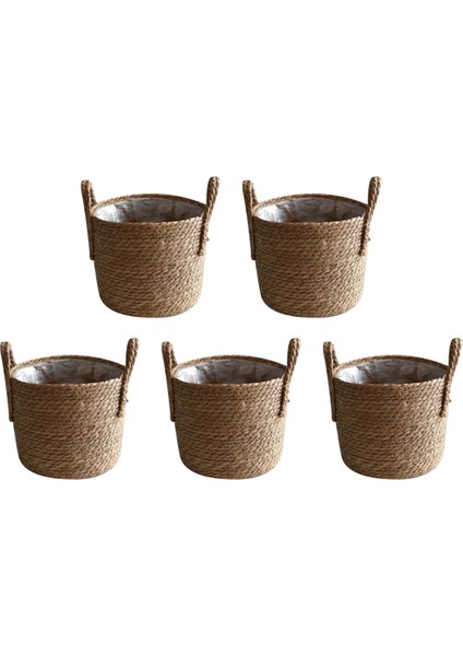5x Saman Depolama Sepeti Rattan Zemin Saksı El Sanatları Dekorasyon Modern Ev Oturma Odası Yatak Odası Mağaza Çiçek Sepeti (Yurt Dışından)