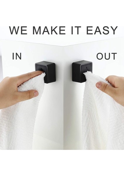 Banyo Için Havluluk - Kendinden Yapışkanlı Mutfak Havlu Askısı Kavrayıcı, Duvara Monte Bulaşık Havlu Kancaları, 6'lı Paket Siyah (Yurt Dışından)