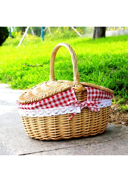 Piknikler, Partiler ve Barbeküler Için Kapaklı, Saplı ve Gömlekli 3x Country Tarzı Hasır Piknik Sepeti Sepeti (Yurt Dışından)