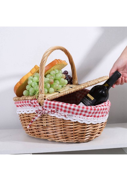 Piknikler, Partiler ve Barbeküler Için Kapaklı, Saplı ve Gömlekli 3x Country Tarzı Hasır Piknik Sepeti Sepeti (Yurt Dışından)