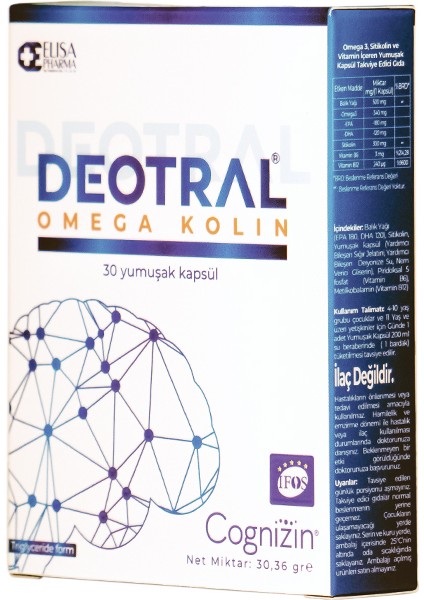 Omega Kolin, 30 Softgel, Sitikolin, EPA, DHA, Omega-3, B6, B12 İçeren Balık Yağı