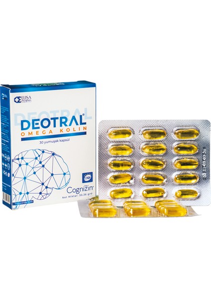 Omega Kolin, 30 Softgel, Sitikolin, EPA, DHA, Omega-3, B6, B12 İçeren Balık Yağı