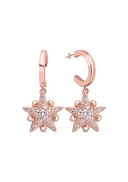 925 Ayar Gümüş Taşlı Yıldız Sallantılı Küpe