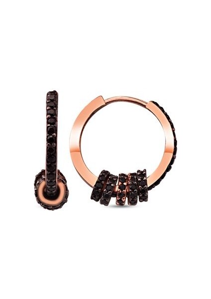 925 Ayar Rose Kaplamalı Beyaz Taşlı 5 Minimal Halkalı Gümüş Küpe fiyatları