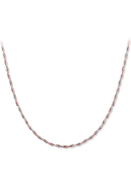 925 Ayar Rose ve Rodyum Çift Kaplamalı Italyan Zincir Gümüş Kolye