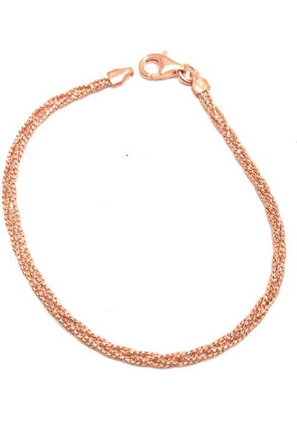 925 Ayar Rose Kaplamalı Örgü Italyan Zincir Gümüş Bileklik