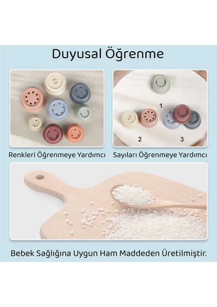 Silikon Kule Oyuncak - 7 Parça Istifleme Oyun Kulesi