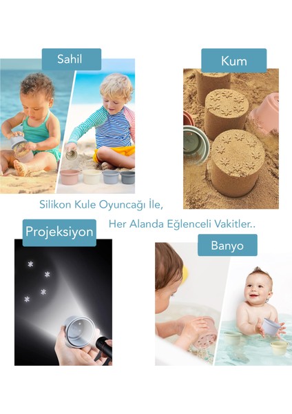 Silikon Kule Oyuncak - 7 Parça Istifleme Oyun Kulesi