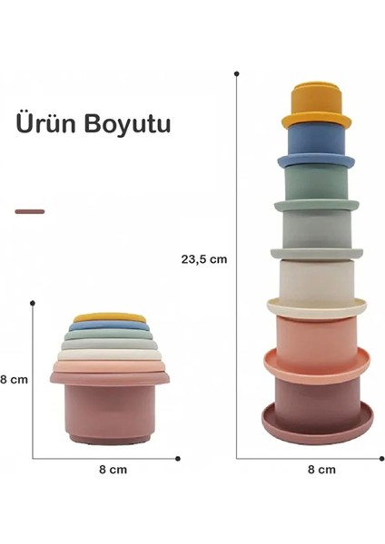 Silikon Kule Oyuncak - 7 Parça Istifleme Oyun Kulesi