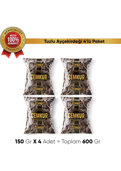 Cemkur Kuruyemiş Kavrulmuş Ayçekirdeği Tuzlu 150GR x 4 Adet