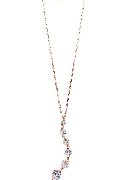 925 Ayar Rose Kaplamalı Mistik Topaz Taşlı 6 Sıralı Gümüş Kolye fiyatları