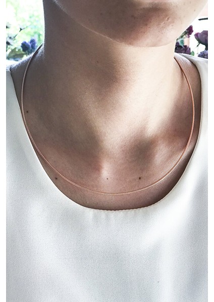 925 Ayar Rose Kaplamalı Italyan Choker Gümüş Kolye