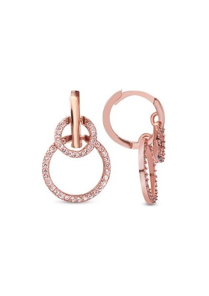 925 Ayar Rose Kaplamalı Beyaz Taşlı Halka Gümüş Kolye