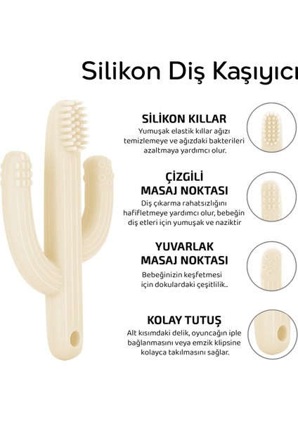 Kaktüs Bebek Diş Kaşıyıcı - Bebek Diş Kaşıma Dişlik Krem modelleri
