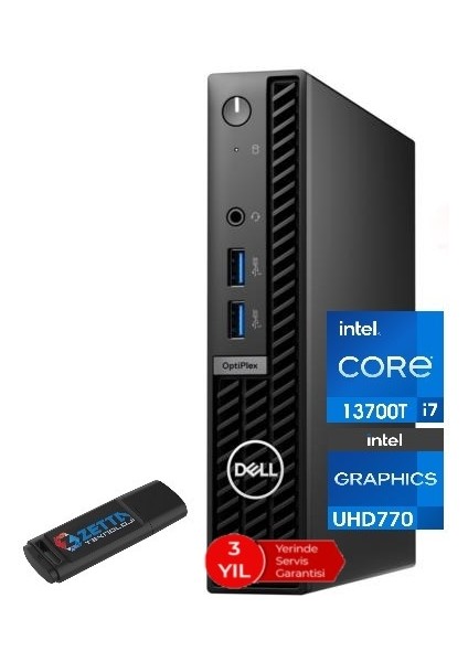 Optiplex 7010MFF Intel Core I7 13700T 16GB 512GB SSD WINDOWS11PRO Mini Masaüstübilgisayar NN008O7010MFFP14+ZETTAUSBBELLEK