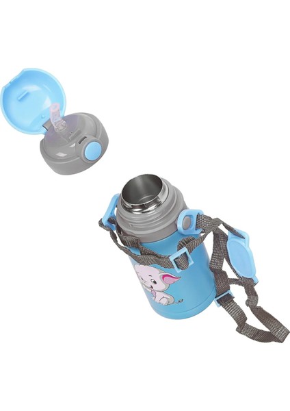 SL-TM06 300ML Iç 304 Dış 201 Taşınabilir Paslanmaz Mavi Çelik Çocuk Termos Kupa