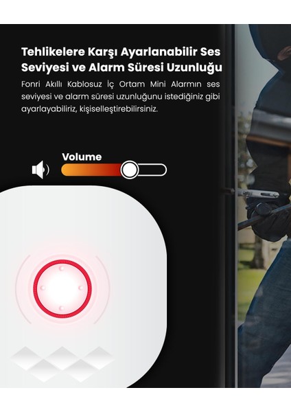 Akıllı Pratik Alarm Seti; Akıllı Alarm, 5 Adet Akıllı Kapı Pencere Sensörü, Kumanda, Yüksek Sesli