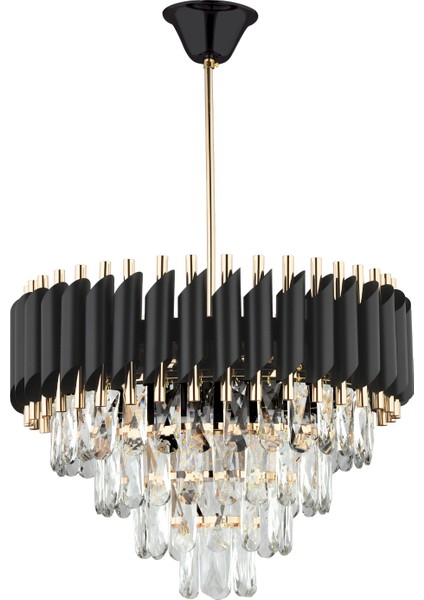 Mikula 45'lik Yuvarlak Gold Kristal Taşlı Modern Oturma Odası Salon Sarkıt Avize