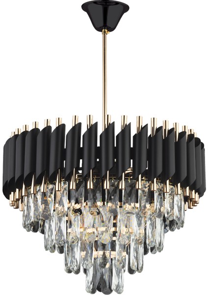 Mikula 45'lik Yuvarlak Gold Kristal Taşlı Modern Oturma Odası Salon Sarkıt Avize